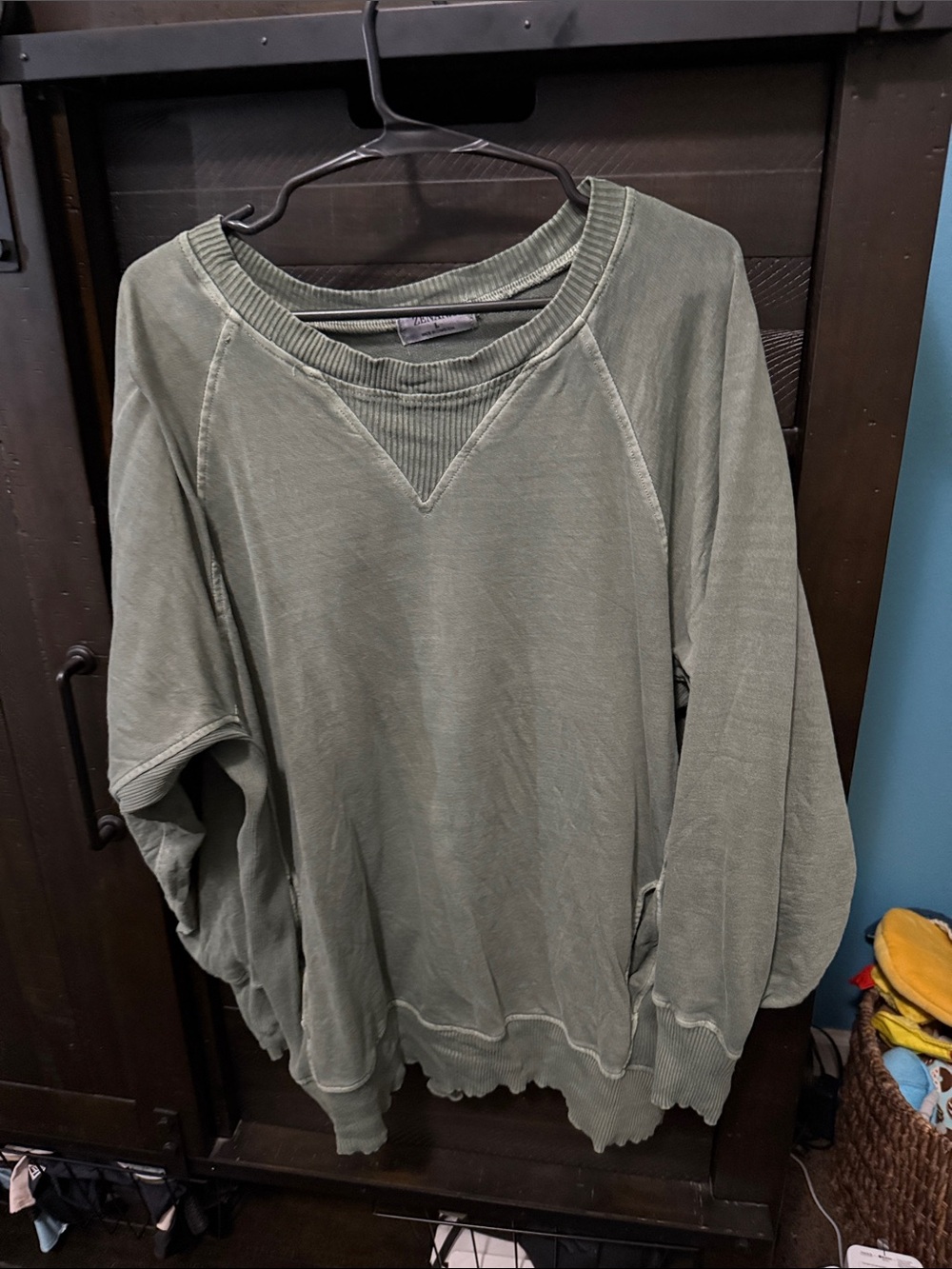 Zenana Outfitters Olive Green Cozy Pullover Sweatshirt